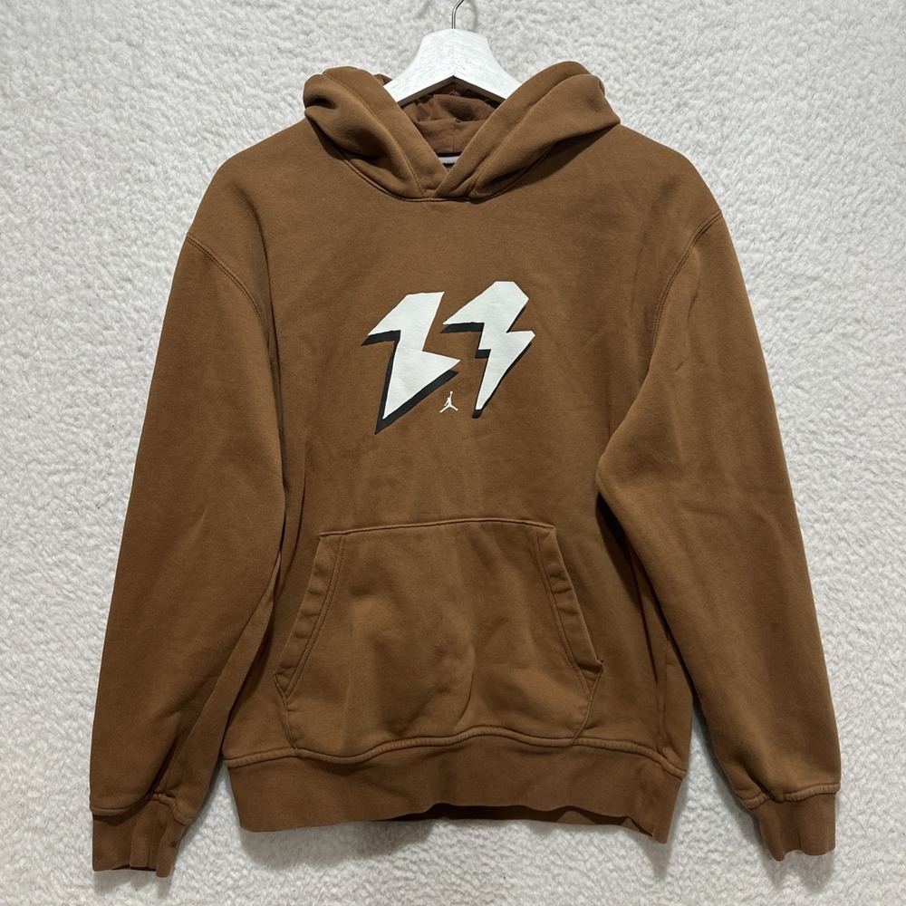 Jordan Flight MVP Men's Size S Brown Fleece Hoodie Jacket Pockets Long Sleeve
